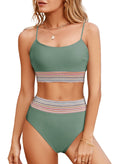 Womens Bikini Swimsuits High Waisted Bathing Suits for Women Two Piece Tummy Control Swimsuits Sexy Swimwear Bikini Sets Green S